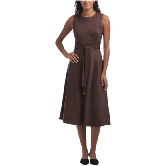 Calvin Klein Dresses & Skirts - CALVIN KLEIN Faux Suede Belted Midi Dress